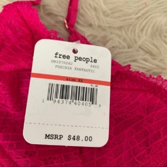 Free People pink lace Alyssa underwire bralette XS New With Tags - Picture 6 of 6